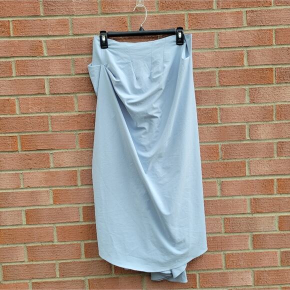A.W.A.K.E. MODE Asymmetric Draped Midi Skirt Baby Blue 44 Spring Summer 2020 - Picture 4 of 13